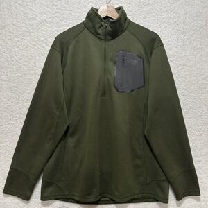 The North Face Men's Power Grid Fleece Green Quarter Zip Pullover Sweater Sz XL
